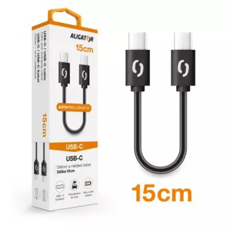 ALIGATOR Podatkovni kabel POWER USB-C/USB-C 15cm, črn