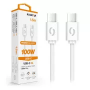 Podatkovni kabel ALIGATOR POWER 100W, USB-C/USB-C 5A, 1,5 m, bela