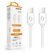 Podatkovni kabel ALIGATOR POWER 100W, USB-C/USB-C 5A, 1,5 m, bela