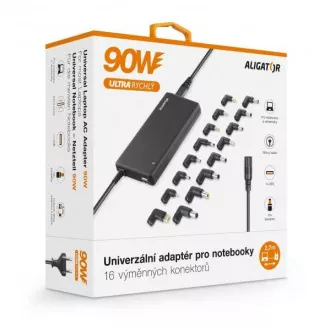 Univerzalni adapter za prenosne računalnike s 16 zamenljivimi priključki in USB, 90 W