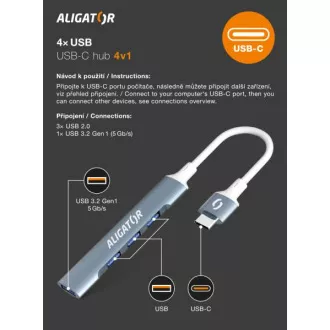 Aligatorsko vozlišče USB-C / 4x USB