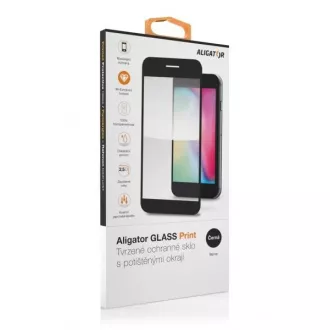 Aligator Zaščitno kaljeno steklo GLASS PRINT, iPhone 14 Pro, črno, lepilo za celoten zaslon