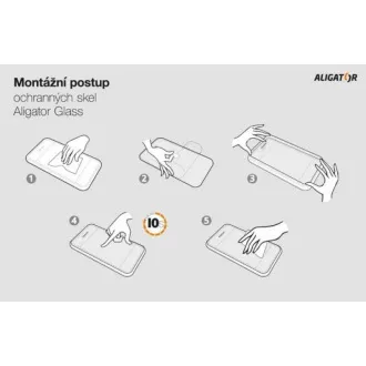 Aligator Zaščitno kaljeno steklo GLASS PRINT, iPhone 14 Pro, črno, lepilo za celoten zaslon