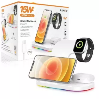 Aligator Smart Station A z brezžičnim polnjenjem 3v1, 15 W