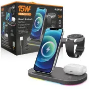 Aligator Smart Station S z brezžičnim polnjenjem 3-v-1, 15 W