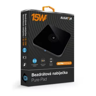 ALIGATOR Brezžični polnilec Alligator Pure-Pad 15W, črn