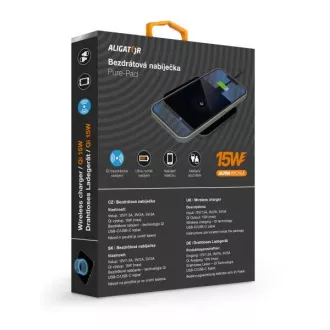 ALIGATOR Brezžični polnilec Alligator Pure-Pad 15W, črn