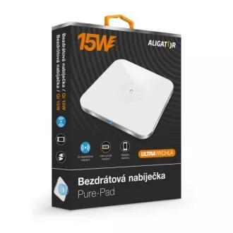 ALIGATOR Brezžični polnilec Alligator Pure-Pad 15W, bela