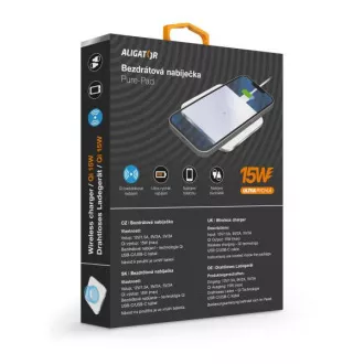 ALIGATOR Brezžični polnilec Alligator Pure-Pad 15W, bela