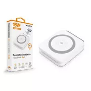 Brezžični polnilec ALIGATOR Mag-Book 2v1, za polnjenje MagSafe in ure Apple Watch, 15 W, bel