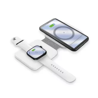 Brezžični polnilec ALIGATOR Mag-Book 2v1, za polnjenje MagSafe in ure Apple Watch, 15 W, bel