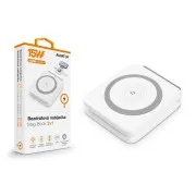 Brezžični polnilec ALIGATOR Mag-Book 2v1, za polnjenje MagSafe in ure Apple Watch, 15 W, bel