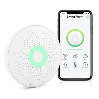 AirThings Wave plus - senzor kakovosti zraka, radona, vlage, temperature, hlapnih organskih spojin, CO2 in tlaka