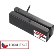 Tristopenjski čitalnik magnetnih kartic MSR-100A, USB-COM, črn