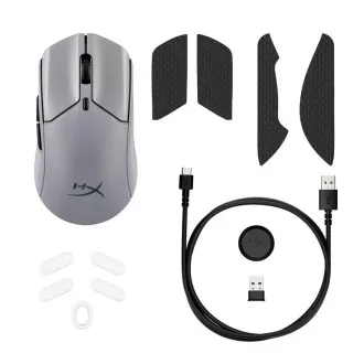 HyperX Pulsefire Haste 2 Pro/obročki/optični/desna roka/26.000 DPI/USB BT/siva