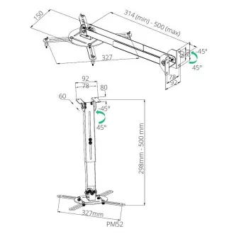 TB Držalo za projektor 2v1 TB-M52 strop/stena 10 kg