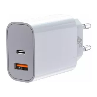 TB polnilec USB-C   USB-A 2x3A bele barve