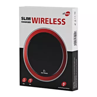Povsem novo, Brezžični polnilec, ultra tanek, za telefon, rdeč, 5/9 V, 10 W, zaščita pred pregrevanjem, Qi