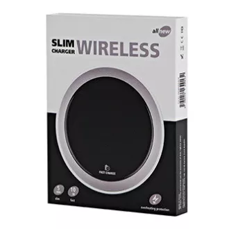 Povsem novo, Brezžični polnilec, ultra tanek, za telefon, srebrn, 5/9 V, 10 W, zaščita pred pregrevanjem, Qi