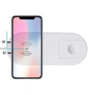 Brezžični polnilec 2v1, za telefon in uro Apple Watch, bel, 5 V, 10 W, Qi Brezžični polnilec 2v1, za telefon in uro Apple Watch, bel, 5 V, 10 W, Qi