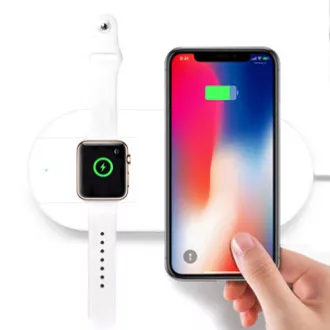 Brezžični polnilec 2v1, za telefon in uro Apple Watch, bel, 5 V, 10 W, Qi Brezžični polnilec 2v1, za telefon in uro Apple Watch, bel, 5 V, 10 W, Qi