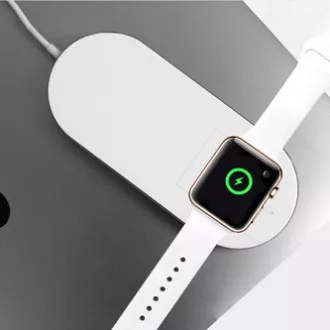 Brezžični polnilec 2v1, za telefon in uro Apple Watch, bel, 5 V, 10 W, Qi Brezžični polnilec 2v1, za telefon in uro Apple Watch, bel, 5 V, 10 W, Qi