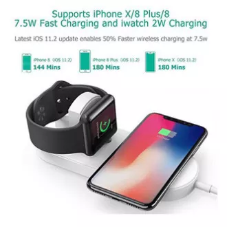 Brezžični polnilec 2v1, za telefon in uro Apple Watch, bel, 5 V, 10 W, Qi Brezžični polnilec 2v1, za telefon in uro Apple Watch, bel, 5 V, 10 W, Qi