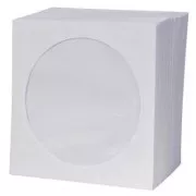 Ovojnica za 1 CD, papirnata, bela, z okencem, z logotipom, 100 kosov
