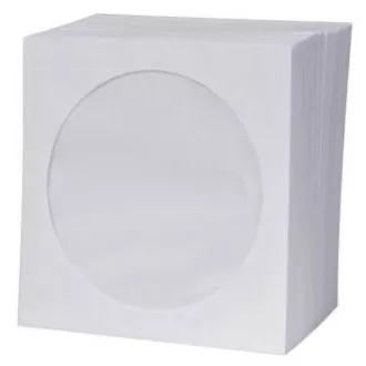 Ovojnica za 1 CD, papirnata, bela, z okencem, z logotipom, 100 kosov