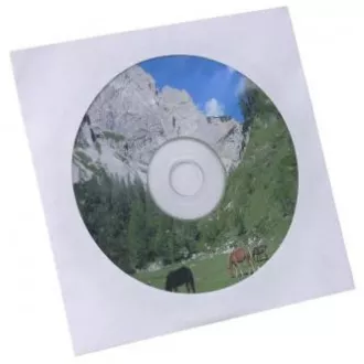 Ovojnica za 1 CD, papirnata, bela, z okencem, z logotipom, 100 kosov