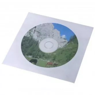 Ovojnica za 1 CD, papirnata, bela, z okencem, z logotipom, 100 kosov