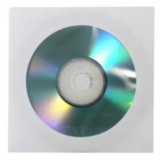 Ovojnica za 1 CD, papirnata, bela, z okencem, z logotipom, 100 kosov
