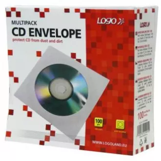 Ovojnica za 1 CD, papirnata, bela, z okencem, z logotipom, 100 kosov