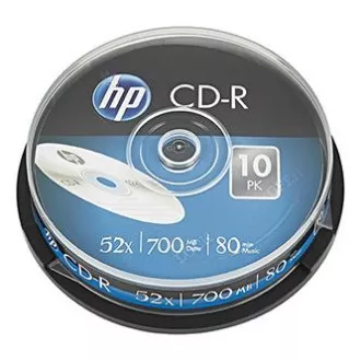 HP CD-R, CRE00019-3, 69308, 10-pack, 700 MB, 52x, 80 min., 12 cm, brez možnosti tiskanja, škatla za torto, za arhiviranje podatkov