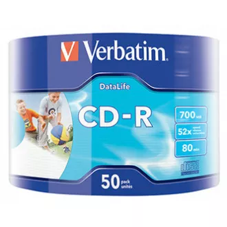 Verbatim CD-R, 43794, za tiskanje s črnilom, 50 pakiranj, 700 MB, 50x, 80 min., 12 cm, ovitek, za arhiviranje podatkov
