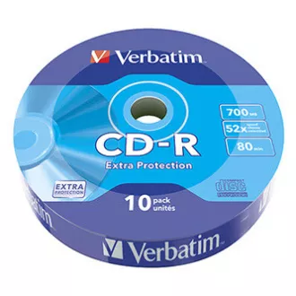 Verbatim CD-R, 43725, Extra Protection, 10-pack, 700 MB, 52x, 80 min, 12 cm, brez možnosti tiskanja, ovitek, za arhiviranje podatkov