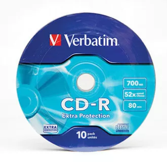 Verbatim CD-R, 43725, Extra Protection, 10-pack, 700 MB, 52x, 80 min, 12 cm, brez možnosti tiskanja, ovitek, za arhiviranje podatkov
