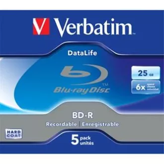 Verbatim BD-R, Datalife, 25 GB, škatlica, 43836, 6x, 5-pack