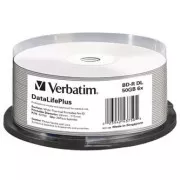 Verbatim BD-R, DL  Wide Thermal Printable No Id Surface Hard Coat, 50 GB, vreteno, 43750, 6x, 25 pakiranj, za arhiviranje podatkov