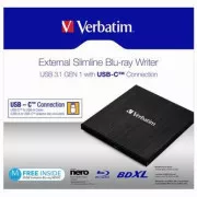 Verbatimov zunanji pogon Blu-Ray, 43889, USB 3.1, USB-C, BREZPLAČNO 25 GB MDISC