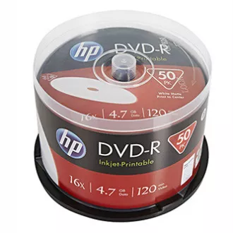 HP DVD-R, tiskalniški, DME00025WIP-3, 4,7 GB, 16x, vreteno, 50 pakiranj, 12 cm, za arhiviranje podatkov