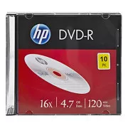 HP DVD-R, DME00085-3, 4,7 GB, 16x, tanko ohišje, 10 pakiranj, brez odtiskov, 12 cm, 69314, za arhiviranje podatkov
