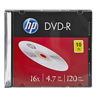 HP DVD-R, DME00085-3, 4,7 GB, 16x, tanko ohišje, 10 pakiranj, brez odtiskov, 12 cm, 69314, za arhiviranje podatkov