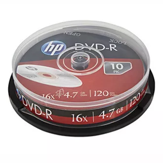 HP DVD R, DRE00027-3, 4,7 GB, 16x, škatla za torto, 10 pakiranj, brez odtiskov, 12 cm, za arhiviranje podatkov