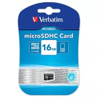 Verbatim Micro Secure Digital Card Premium, 16 GB, micro SDHC, 44010, UHS-I U1 (razred 10)
