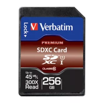 Verbatim Secure Digital Card Premium U1, 256 GB, SDXC, 44026, UHS-I U1 (Class 10)