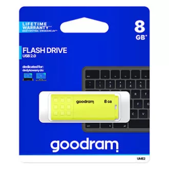 Goodram USB ključek, USB 2.0, 8 GB, UME2, rumena, UME2-0080Y0R11, USB A, s pokrovom