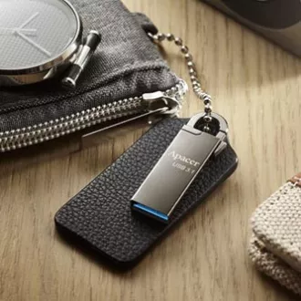 Apacer USB ključek, USB 3.0, 16 GB, AH15A, srebrn, AP16GAH15AA-1, USB A, s karabinom, PRODAJA