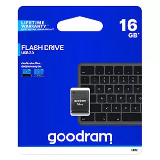 Goodram USB ključek, USB 2.0, 16 GB, UPI2, črn, UPI2-0160K0R11, USB A, s pokrovom
