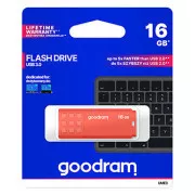 Goodram USB ključek, USB 3.0, 16 GB, UME3, oranžna, UME3-0160O0R11, USB A, s pokrovom